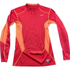 Nike T Shirt Large Men's Red Polyester Nike Pro Combat Dri-Fit Long Sleeve