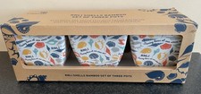 BAMBOO Plant Pots x3  Set RNLI Shell Design Unused Boxed Costal Holiday Home Dec
