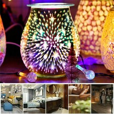 3D Glass Electric Oil Wax Melt Burner Warmer Firework Fragrance Aroma Night Lamp