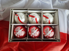 POLSKA-POLAND OZDOBY SWIATECZNE,SZKLANE,RECZNIE MALOWANE BOMBKI NA CHOINKE 80MM