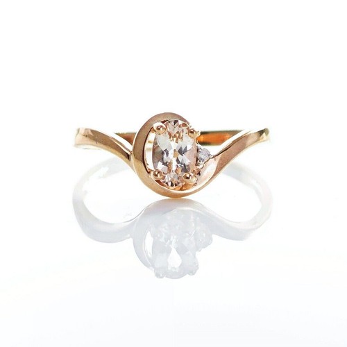 9ct morganite diamond ring - 9ct,