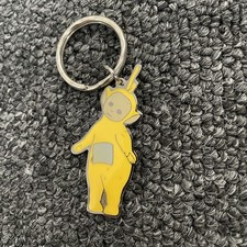 VINTAGE Metal Keyring Key Yellow Telly Tubbies La la Teletubbies 1996 Ragdoll