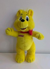 Haribo Yellow Bear Plush Toy – 7” Soft Teddy with Red BowTie – Gummy Bear Mascot