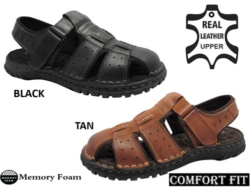 Mens leather sandals memory - leather,