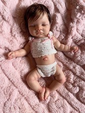 28cm Handmade Cute Reborn Baby Dolls Girl With Hair Whole Body Soft Silicone