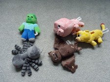 5 x Minecraft Bundle Soft Toy Plush Mojang 2014 2015 Ocelot Zombie Pig Bat Spide
