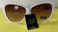 Ladies White Cat Eye Sunglasses With Gold Trim Giselle Designer.