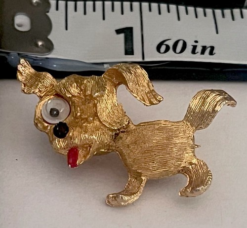 Vintage unsigned gold tone dog - gold-tone,