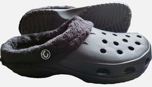 Black fur lined clogs men - black,