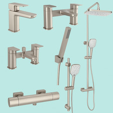 New Brushed Nickel Bathroom Taps Basin Bath  Shower Range Semi Satin Finish