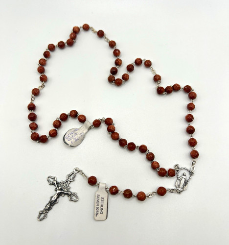 Goldstone rosary beads 925 - goldstone,