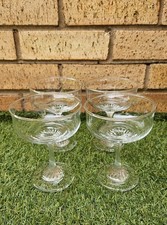 4 Vintage Glass Dishes Large Bowls w Twisted Stems Dessert Prawn Cocktail Sundae