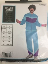 Fancy Dress 80's Shell Suit Men Top Trousers Size XL Blue Mix Amscan New F1