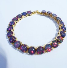 GORGEOUS DARK CHERRY FIRE OPAL YELLOW GOLD  BRACELET