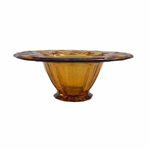 Amber glass bowl - glass,