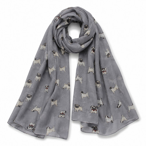 Pug dog print scarf - dog, cotton