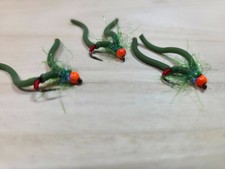 3 x Green Squirmy Worms Fly