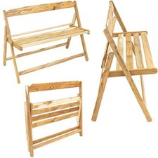 Tramontina Teak Wood 2/3 Seater Foldable Garden Patio Outdoor Bench Space Saving