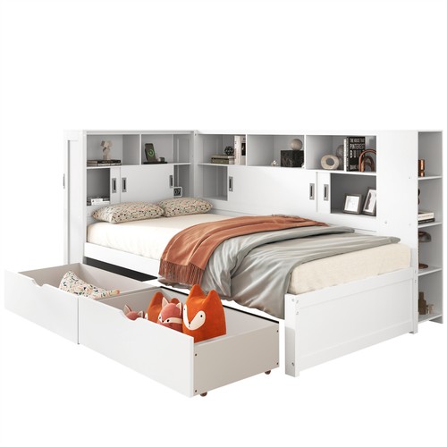 3ft single wooden storage - wooden, bed