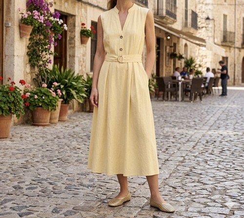 Zara yellow midi dress size - zara, l