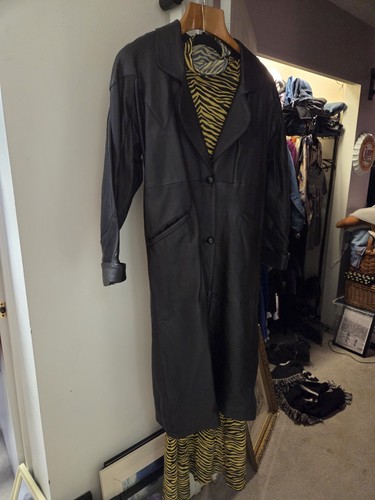 Real long black leather womens - long,