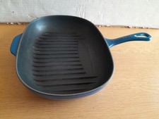 RARE LE CREUSET Blue Enamelled Cast Iron Oval Skillet Griddle PLEASE READ