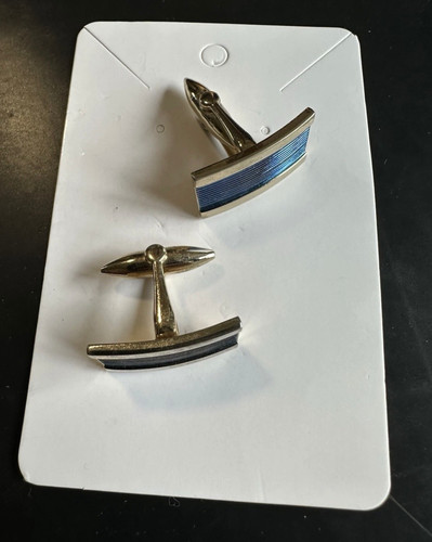 Vintage gilt cufflinks blue - gilt,