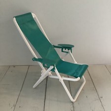 Barbie Size Green Deckchair Chair Seat - Deck Chair (N4)