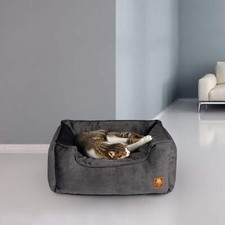 Grey Plush Dog & Cat Bed