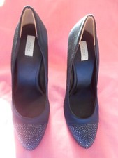 Untold navy satin court shoes