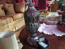 Vintage Heavy Cut Glass Table Lamp 38cm Tall, mirrored effect.