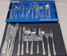 Vintage Monogram 44 Piece Cottage Garden Cutlery Set Floral Design