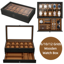 6/10/12 Grids Wooden Watch