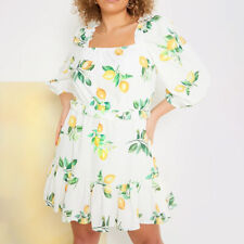 Womens Lemon Print Square Neck Mini Dress Stacey Solomon Size 4 - 16