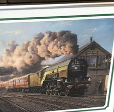 Framed Philip Hawkins Print Steam Train LNER Wood Green Cock The North No.2001