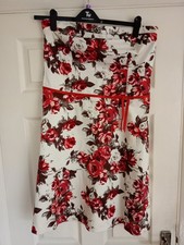 Dorothy Perkins Women's Floral Pattern Strapless Cocktail Dress Size 14