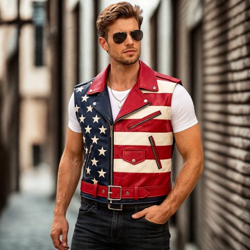 Mens american flag leather - american,