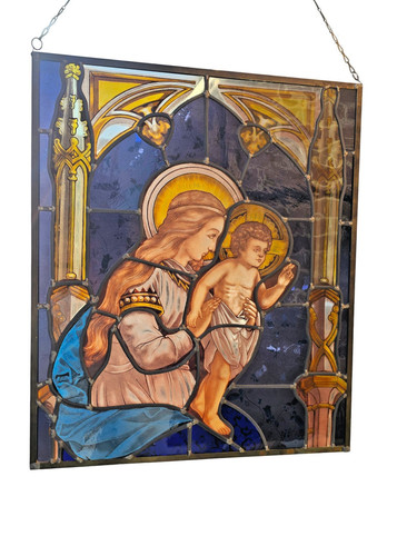 Antique stained glass window - stained,
