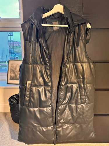 Leather look long - , gilet
