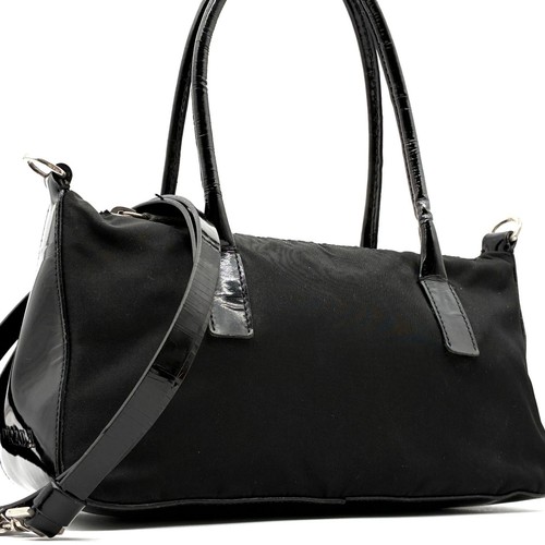 Prada tessuto patent handbag - patent,