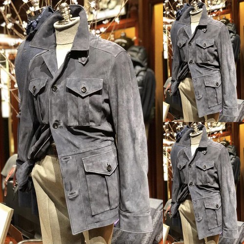 Gray suede men safari jackets - gray,