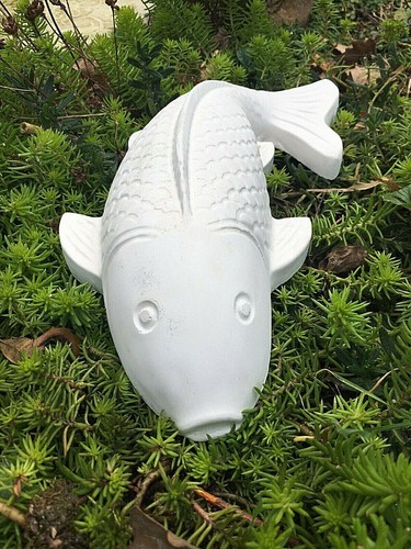 Large hand cast stone - koi, carp