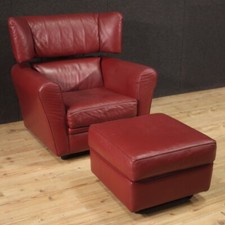 Zanotta Red Leather Pouf Chair