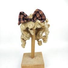 Vintage doll wig with curls and ribbon, circumference 9.5" to 10", blonde