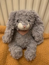The Cosy Club Grey White Fluffy Bunny Bandana Detail Plush Soft Cuddly Toy