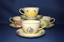 4 x POOLE POTTERY ~ DORSET FRUITS BREAKFAST CUPS & SAUCERS IN V/G CONDITION