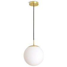Pendant Ceiling Light Glass Brass Globe Shade Adjustable Drop Modern Lighting