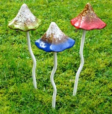 Ceramic toadstool ornaments - ceramic,