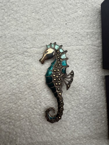 Silver and marcasite enamel - and,
