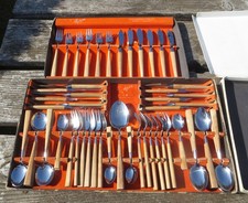 Modernist Joseph Rodgers 56 Piece Cutlery Set 'Manhattan' Beech Wood Blonde